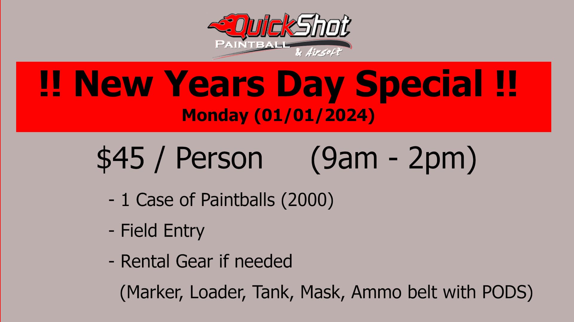 Quickshot Paintball Paintball Fields, Pro Shop, Rentals, Airsoft Store